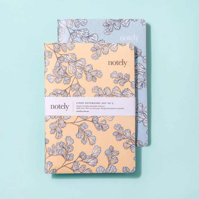 Fern Fancy – Lemon & Turquoise – A6 Notebook (Set of 2) 48p – Pyjama Dayz